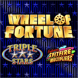 Wheel of Fortune And Triple Stars Online Social Casino Slot Game With Spitfire Multipliers And Blue Background